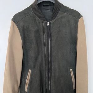 All Saints RARE Two-Tone Suede Bomber Jacket Men's Small